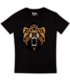 Прикольные футболки: бурый медведь на черной